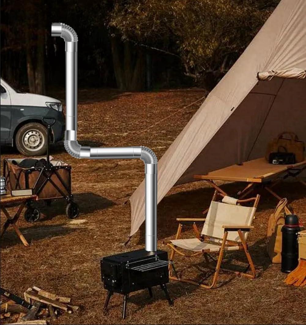 2 chimeneas de estufa de leña de 90 grados, codo de estufa de 2.36 pulgadas,