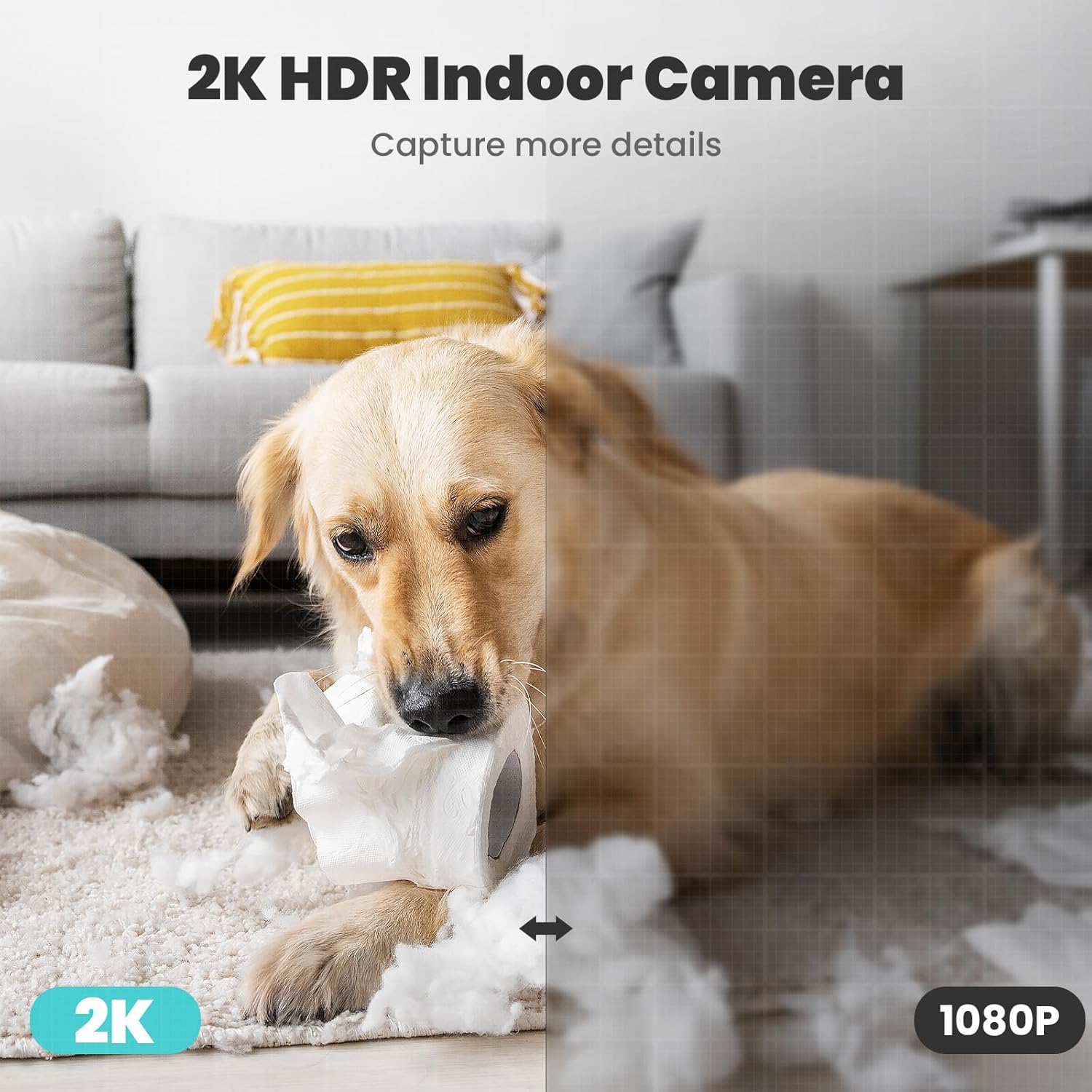 litokam Cámara de seguridad interior 2K, cámaras de 360 para seguridad del...