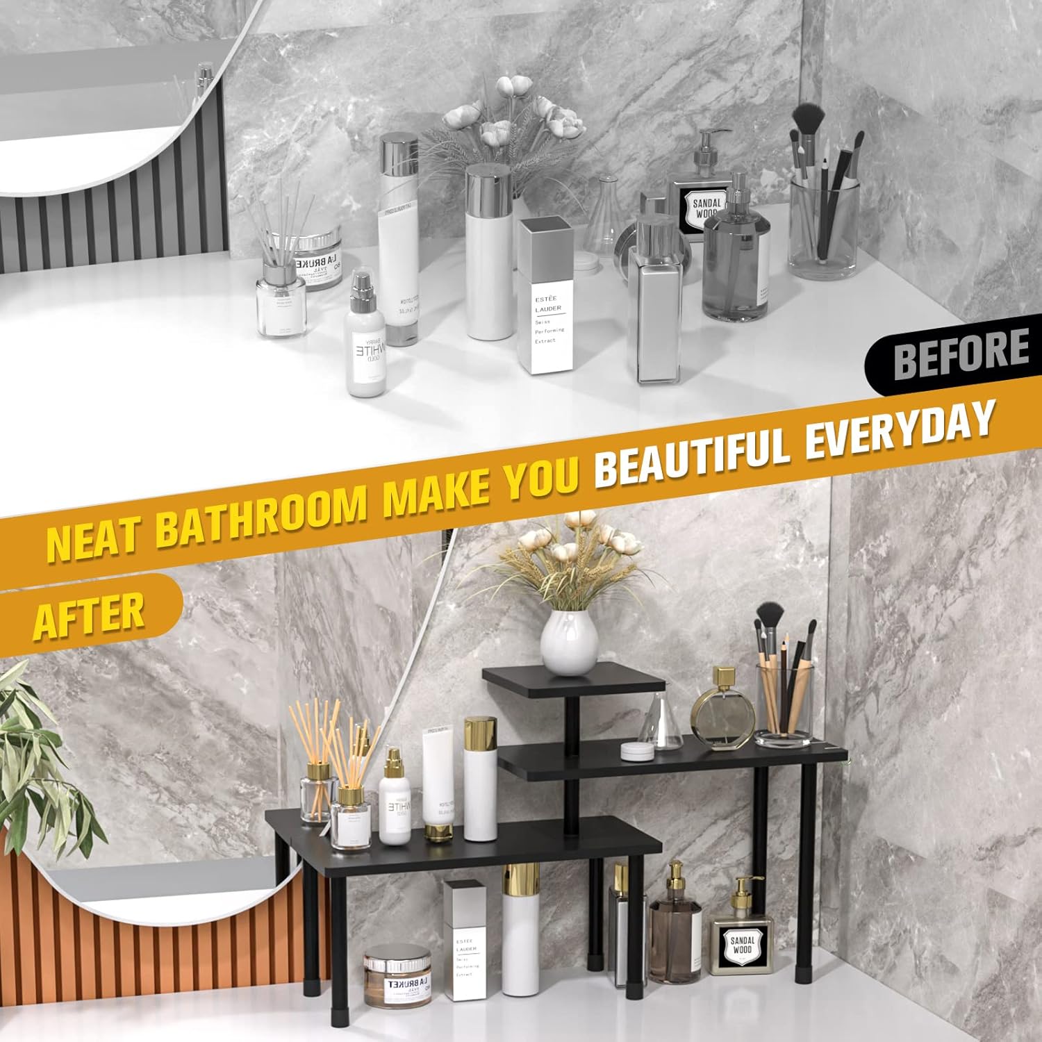 JayRex Organizador de baño, estante de baño, estante esquinero de 3 niveles,...