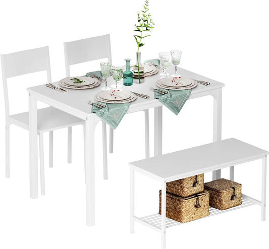 Juego de mesa de comedor de cocina de 43.3 pulgadas para 4, 4 piezas, sillas de