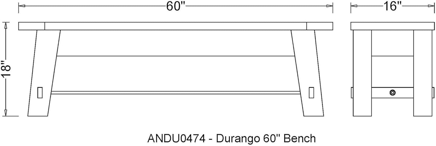 Alaterre Furniture Durango - Banco de madera para entradacomedor (60 pulgadas)