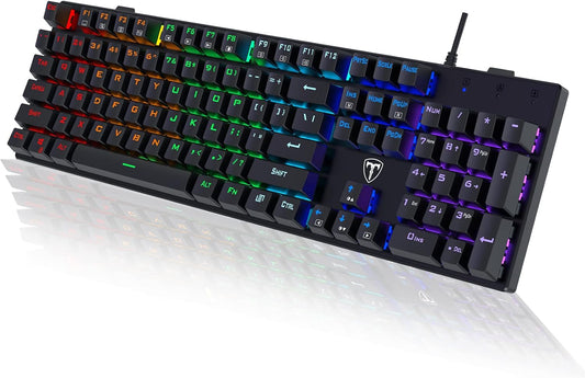 RisoPhy Teclado mecánico para juegos, RGB de 104 teclas ultradelgado con...