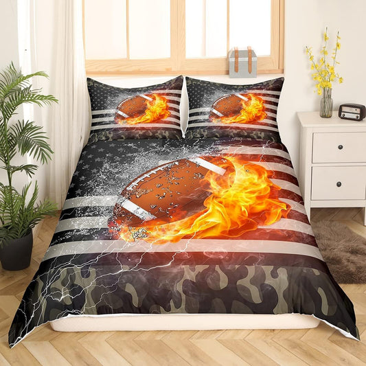 Juego de ropa de cama de camuflaje para niños, funda de edredón de fútbol...