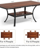 Mesa de comedor para 4-6, mesa de cocina rectangular marrón de 62 pulgadas,