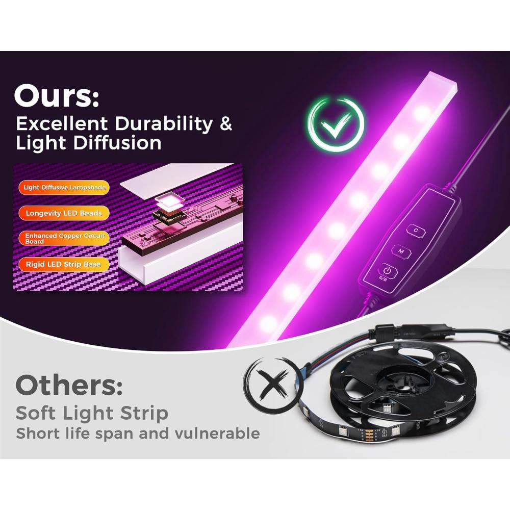 Escritorio Gamer En L Reversible AODK, Con Luz Led Y Toma De Corriente, Estante De Almacenamiento Y Gancho
