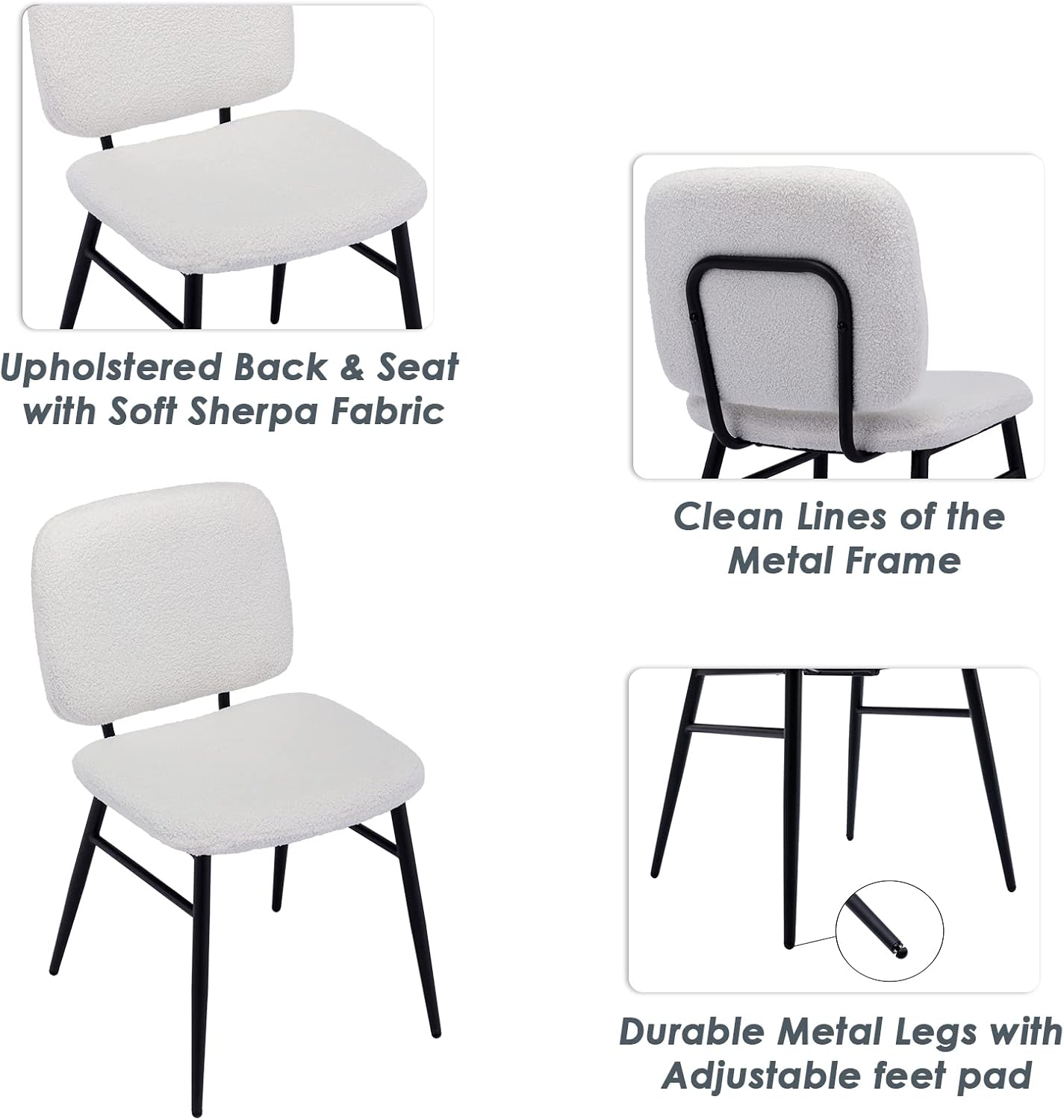 Mid-Century Juego de 4 sillas de comedor modernas, cómodas sillas laterales sin