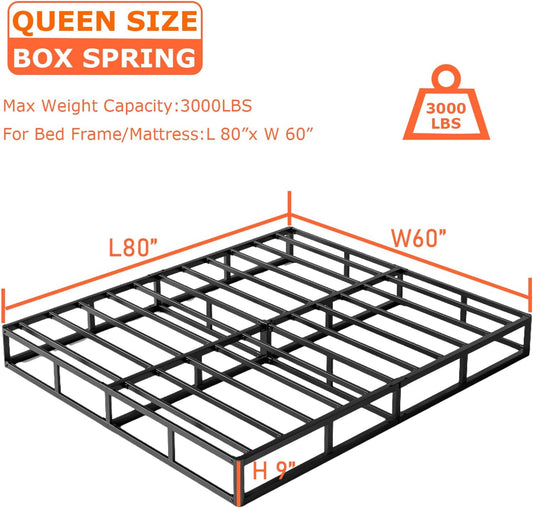 Base de colchón Box Spring Queen, solo con somier de metal de 7 pulgadas, funda