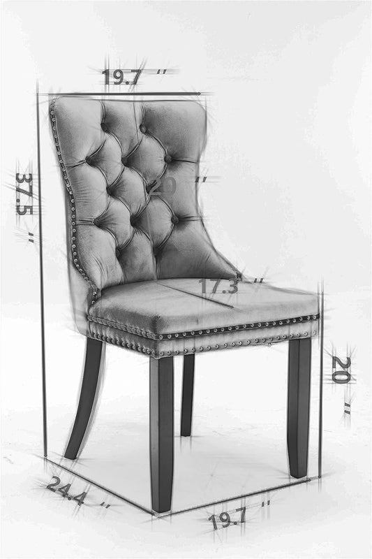 Juego de 2 sillas de comedor, sillas laterales tapizadas de madera maciza con