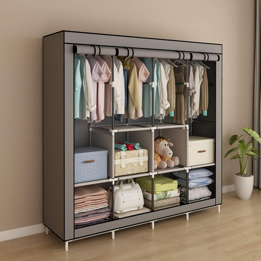 Organizador portátil con 4 rieles para colgar, color gris