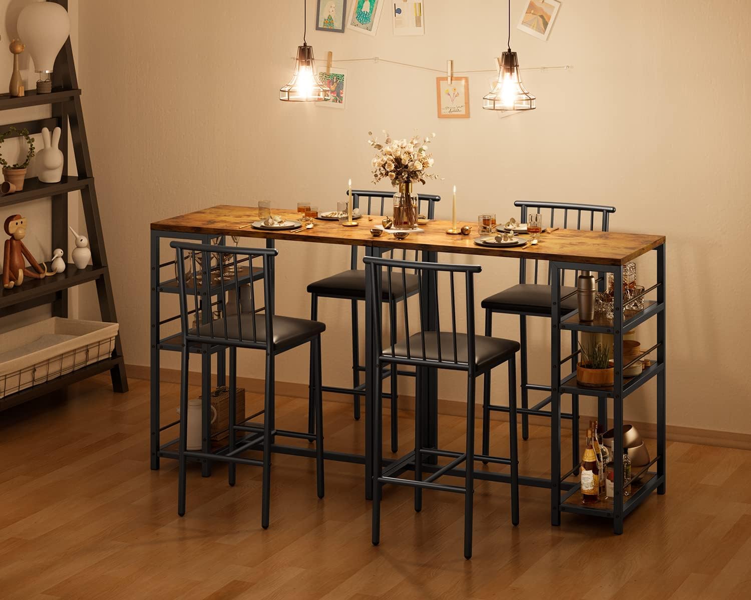 Juego de mesa de comedor para 2 personas con 3 estantes de almacenamiento, mesa