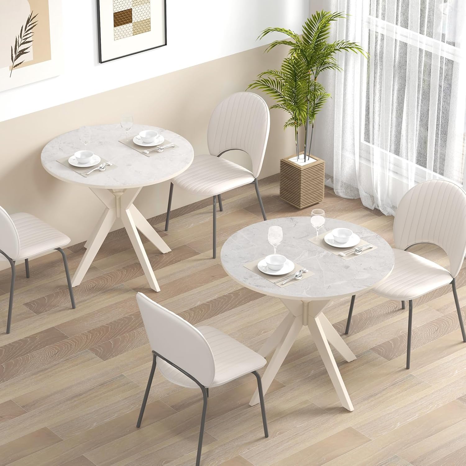 Giantex Mesa de comedor redonda de madera de 36 pulgadas, mesa de cocina de...