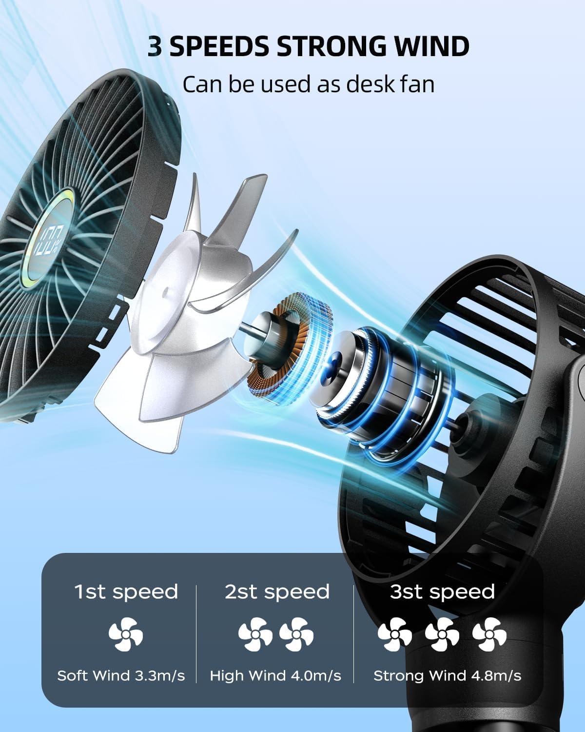 Mini ventilador de cochecito, ventilador portátil para bebé, funciona con