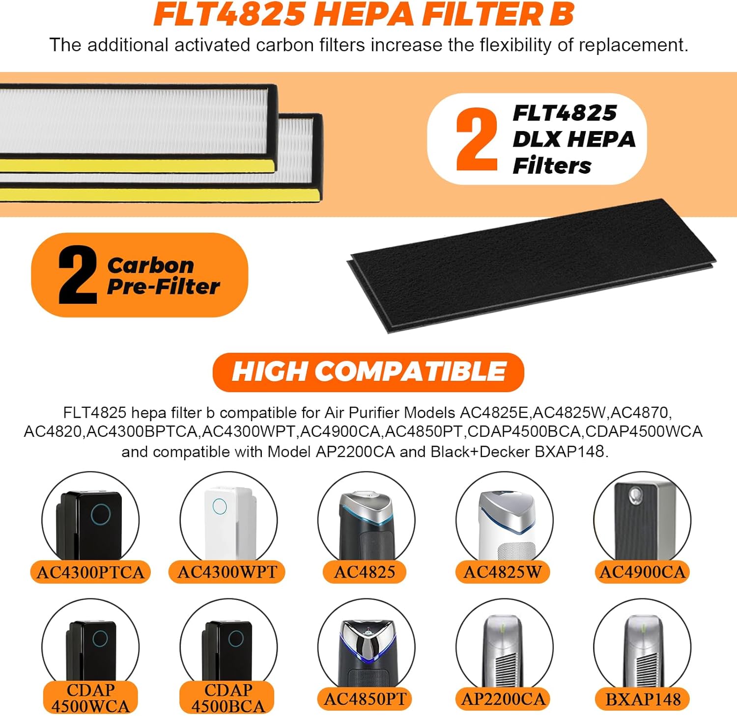 Blutoget FLT4825 - Filtro de repuesto B que reemplaza AC4825 AC4825E AC4825DLX...