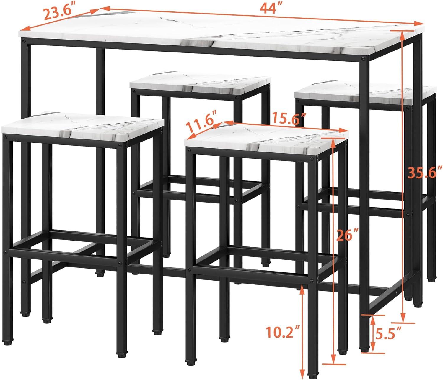 Juego de mesa de bar de 5 piezas, juego de 4 mesas de bar de cocina, mesa de