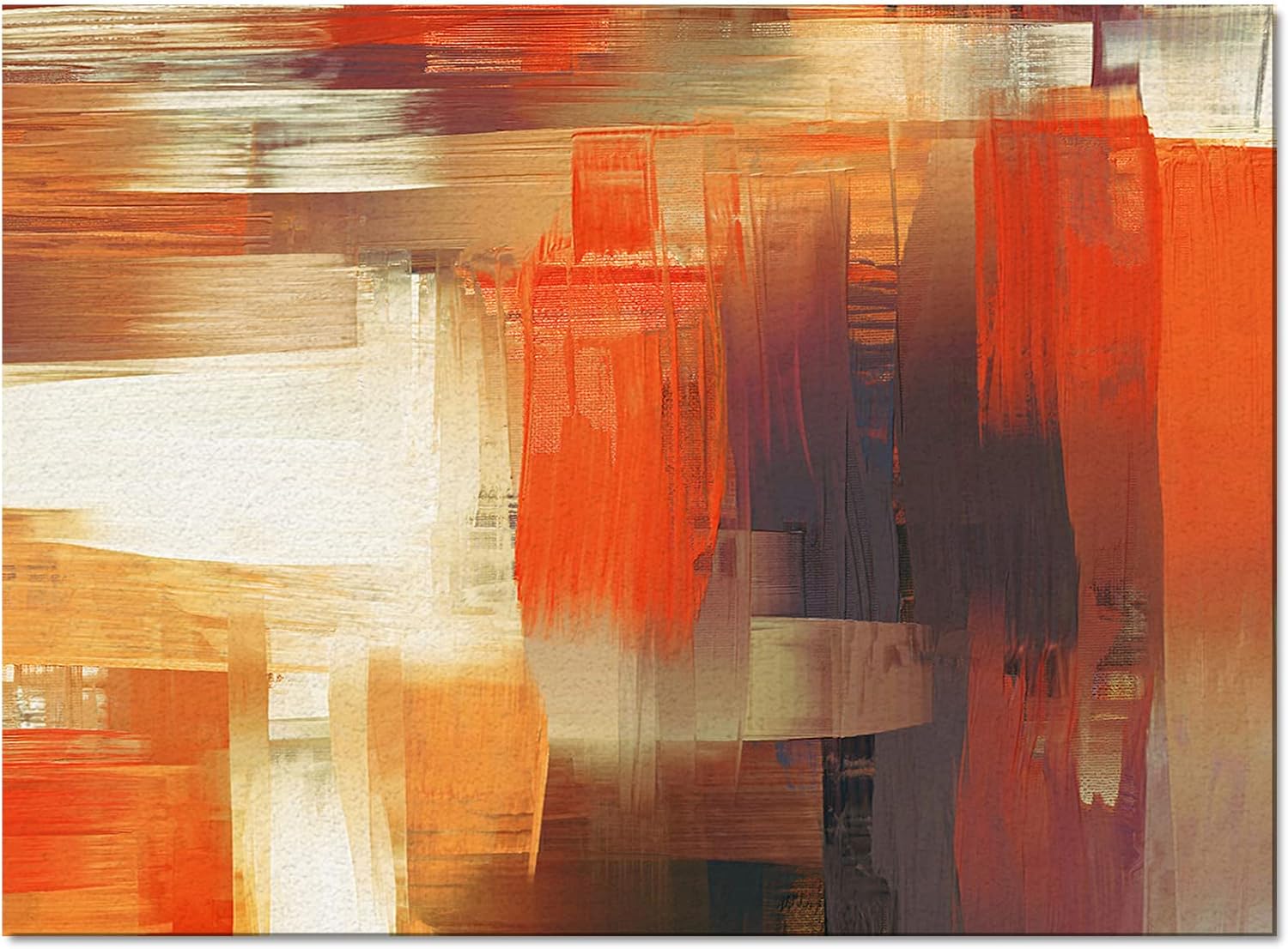Alfombra de interior naranja de 5 pies x 8 pies, marrón moderno arte abstracto...
