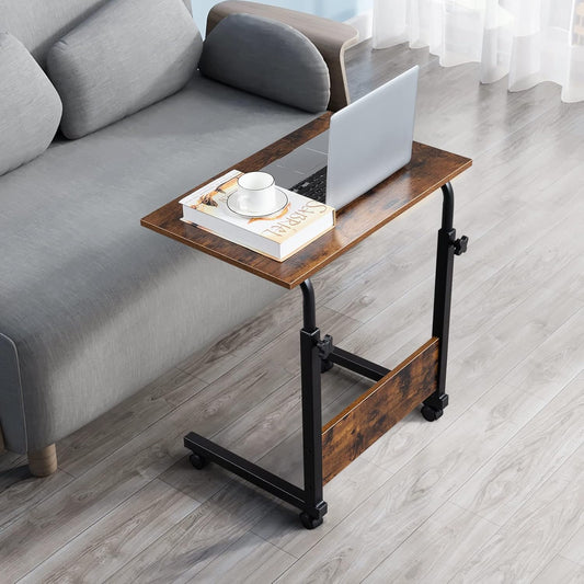 HomVent Mesa de TV ajustable con ruedas, mesa lateral para aperitivos con...