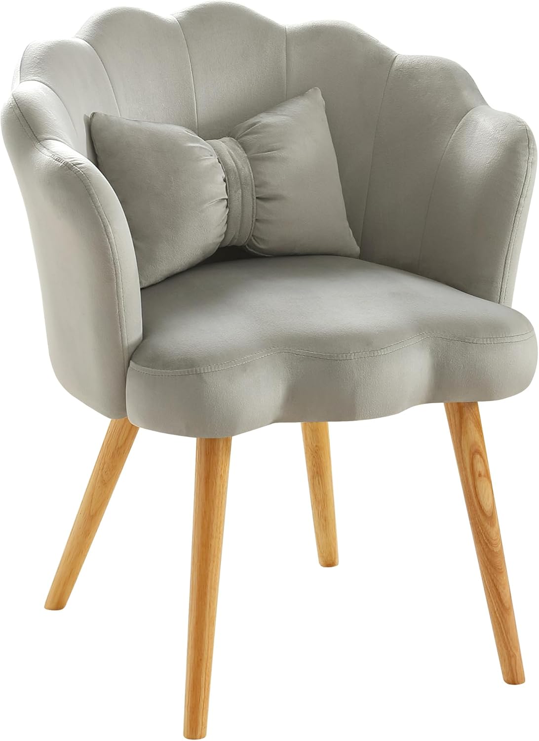 Silla de sala de estar con patas de madera, silla tapizada de terciopelo, silla