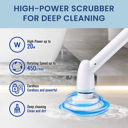 Electric Spin Scrubber, Cordless Cleaning Brush with Adjustable Extension Arm 4