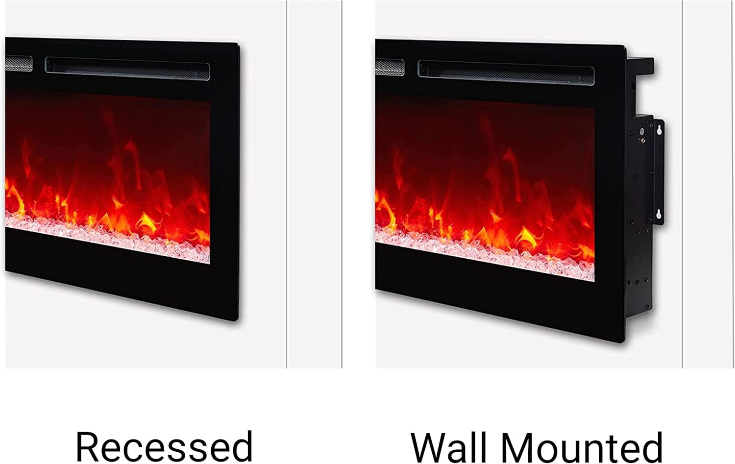 Chimenea eléctrica empotrada y montada en la pared de 42 pulgadas, calentador...