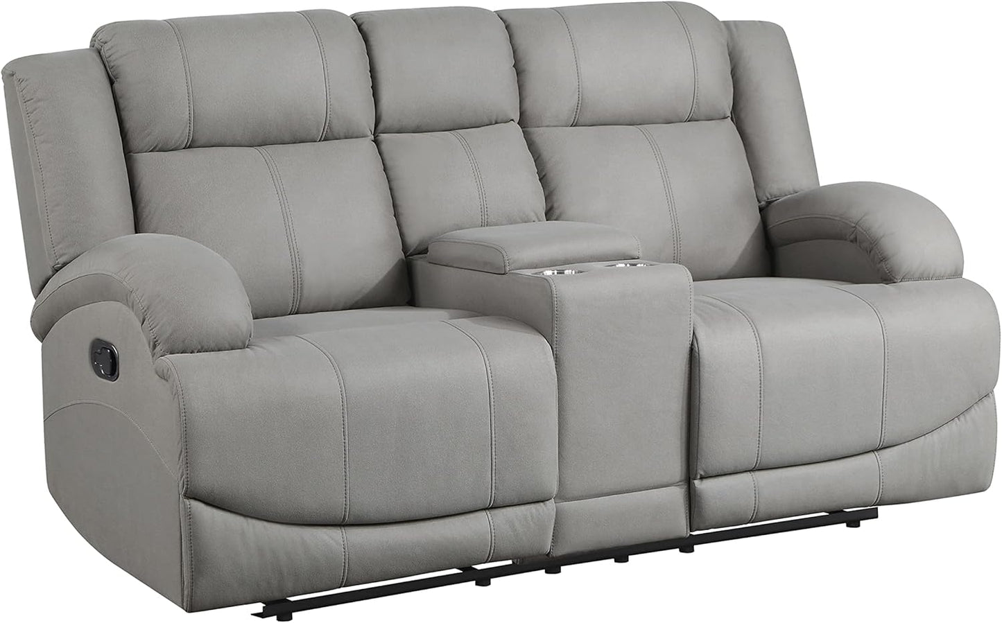 Lexicon Landwood - Sofá biplaza reclinable doble manual, color gris