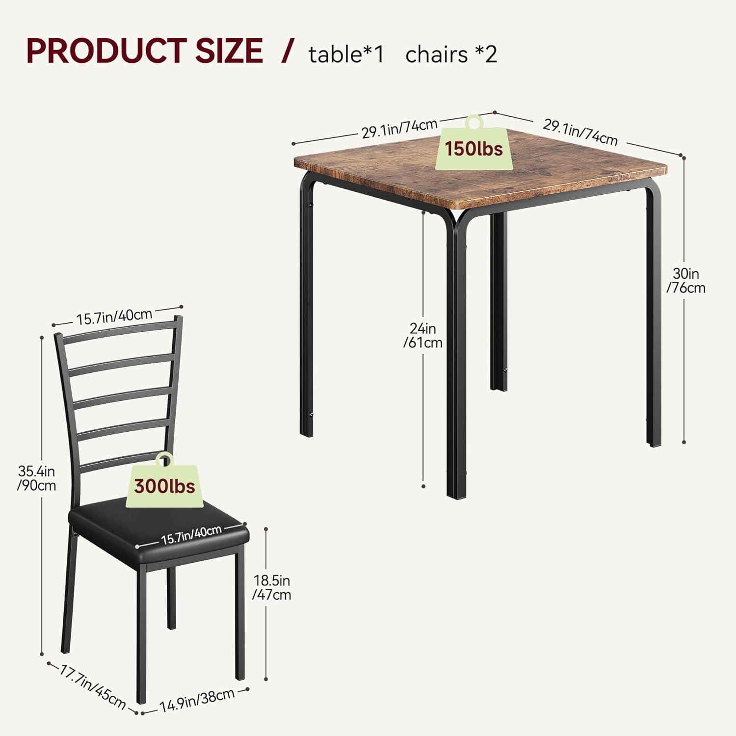 IDEALHOUSE Mesa de comedor para 2, juego de 2 mesas y sillas pequeñas, juego de