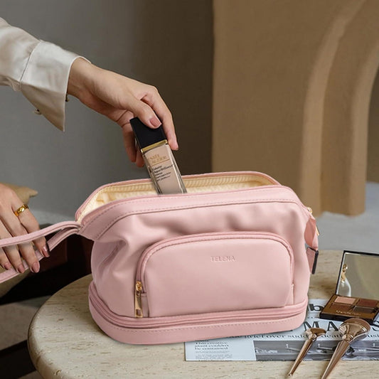 Telena Bolsa de maquillaje de gran capacidad, bolsas de cosméticos de viaje de