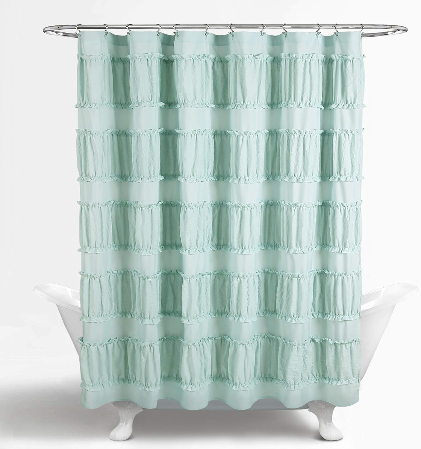 Lush Decor, Cortina de ducha con volantes Nova azul de 72 x 72 pulgadas
