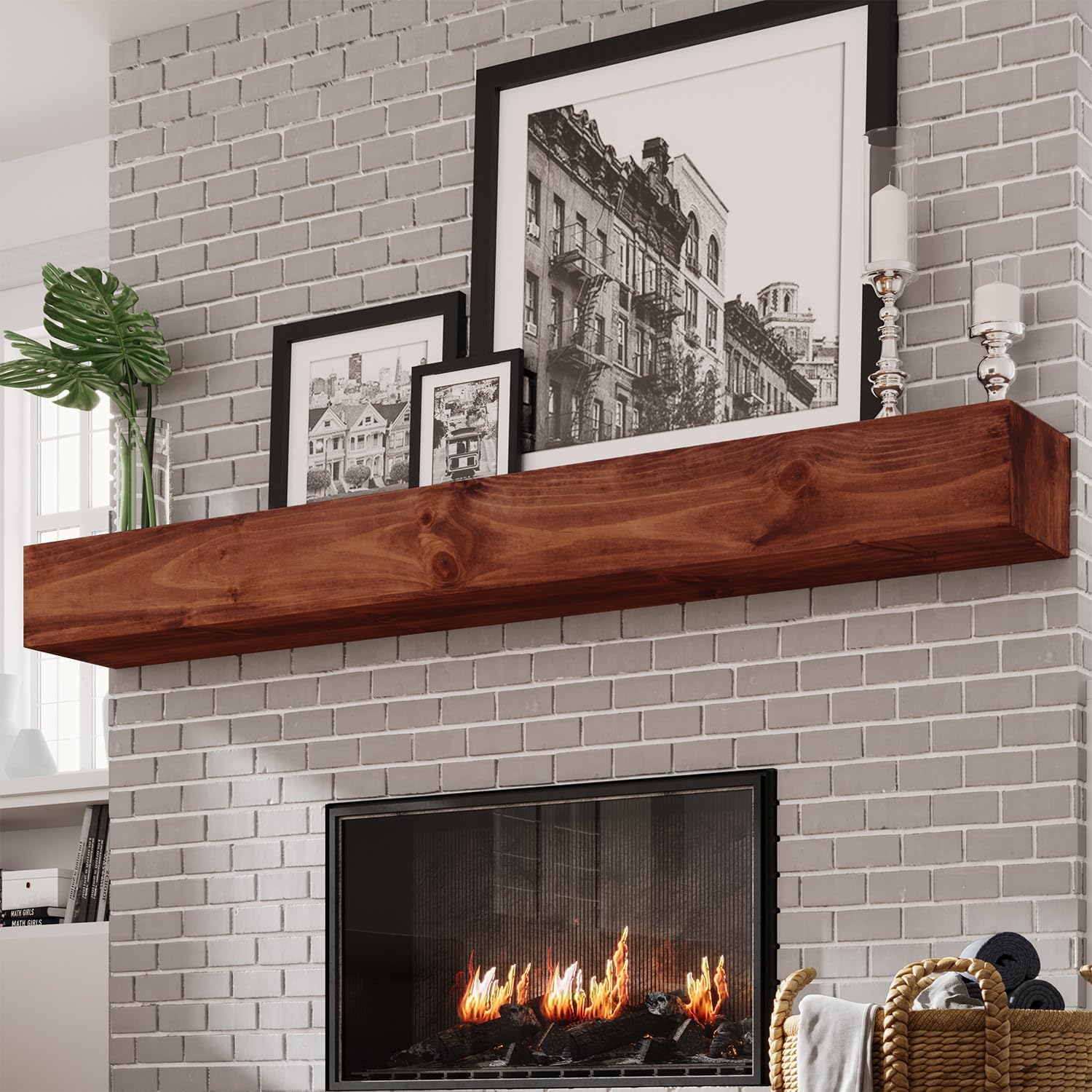 Repisa de chimenea, 72 pulgadas, mantel hecho a mano para sobre chimenea,...