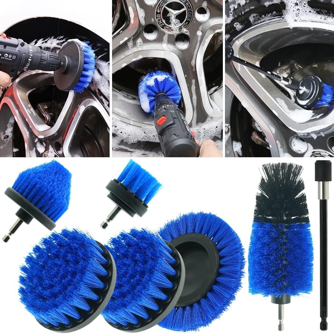 7 Pcs Drill Brush Set All Purpose Power Scrubber Cleaning Kit with Extend