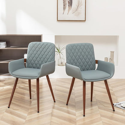 Mid Century Modern Dining Chairs Set of 2 Accent Faux Leather Chair Bentwood
