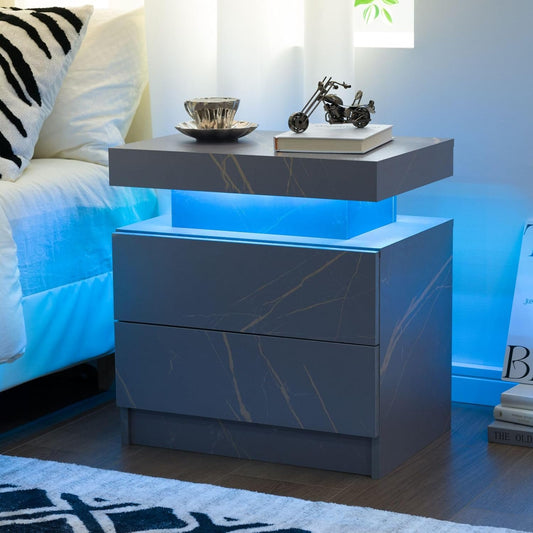 Mesita de noche LED para mesita de noche con luces LED, mesa auxiliar moderna...