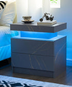 Mesita de noche LED para mesita de noche con luces LED, mesa auxiliar moderna...