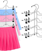 Paquete de 2 perchas para faldas de 4 niveles con clips que ahorran espacio,...