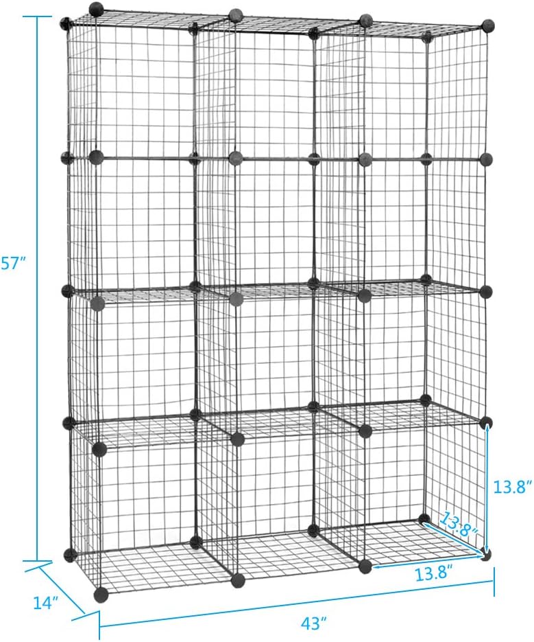 gt2-LC Organizador de 12 cubos, estantes de almacenamiento de cubos de alambre,