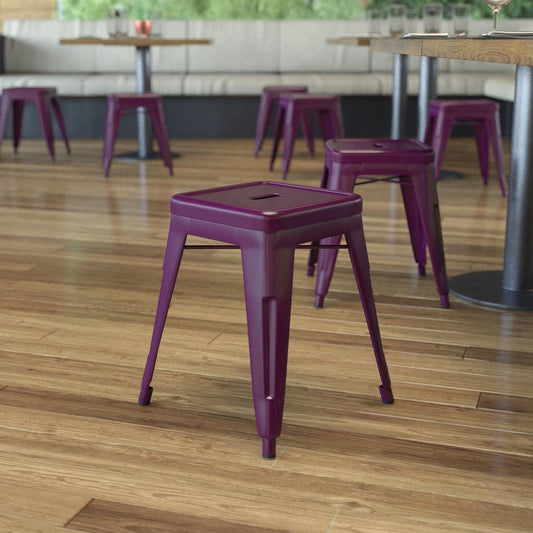 Taburete de metal para mesa de comedor, taburete de grado comercial Kai morado