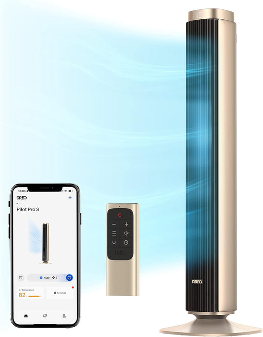 Dreo Ventilador de torre para dormitorio, ventilador inteligente sin aspas de...
