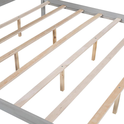 Cama con dosel tamaño King con plataforma de madera con 4 pósters, cabecera y...