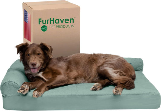 Furhaven - Cama Pinsonic acolchada para perros, con estampado de patas, en...