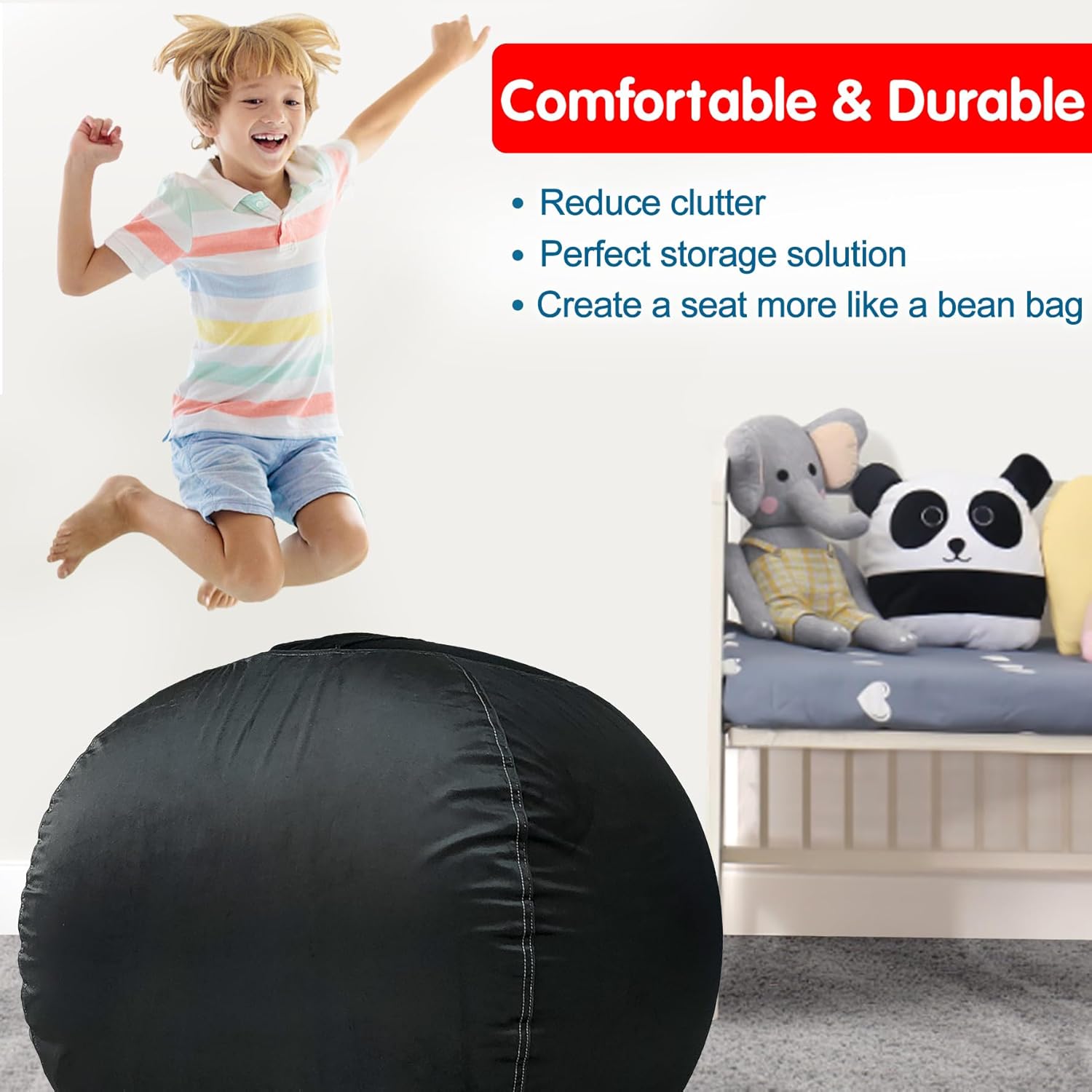 Lukeight Funda para silla puf de almacenamiento de animales de peluche para...
