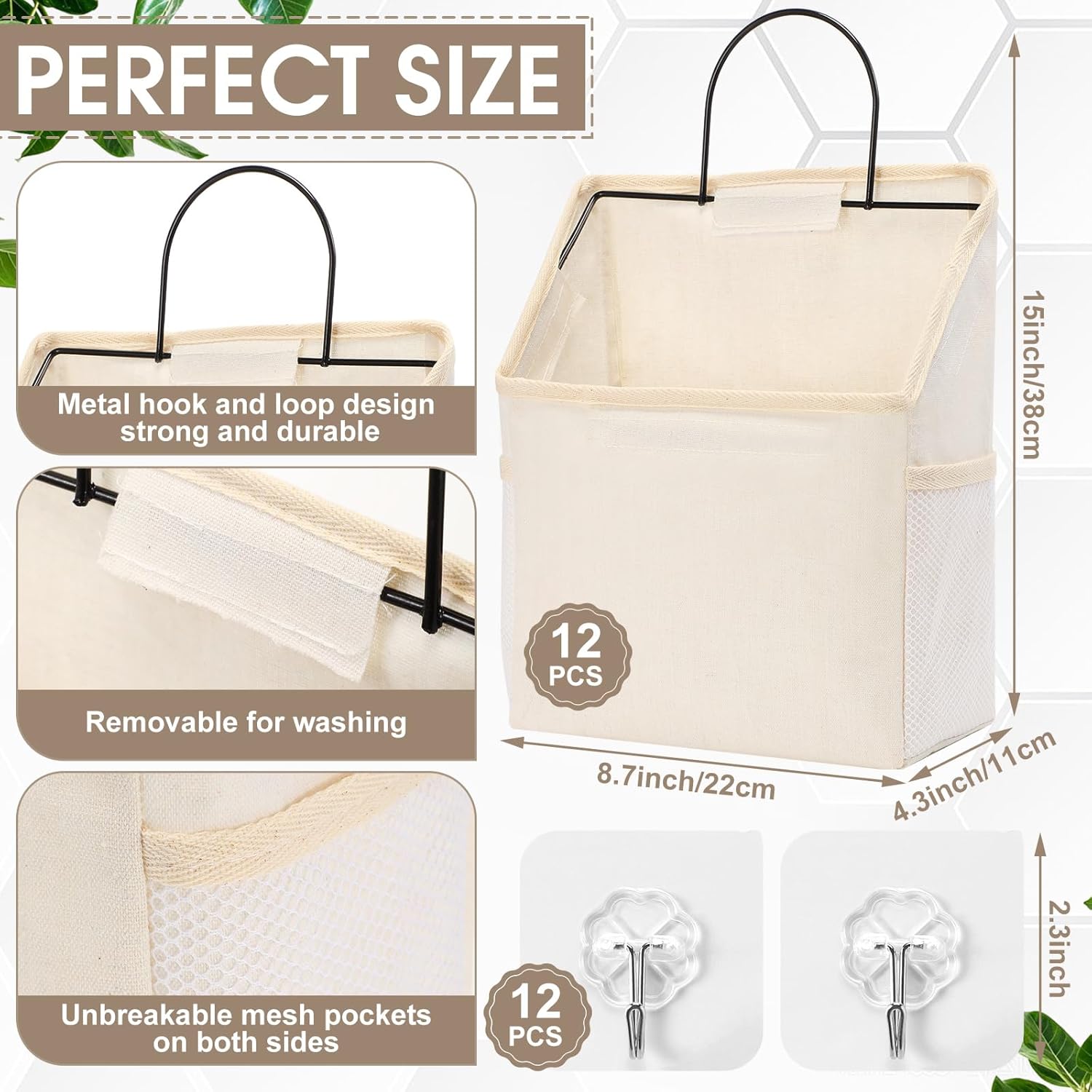 12 bolsas de almacenamiento para colgar en la pared, bolsa organizadora para