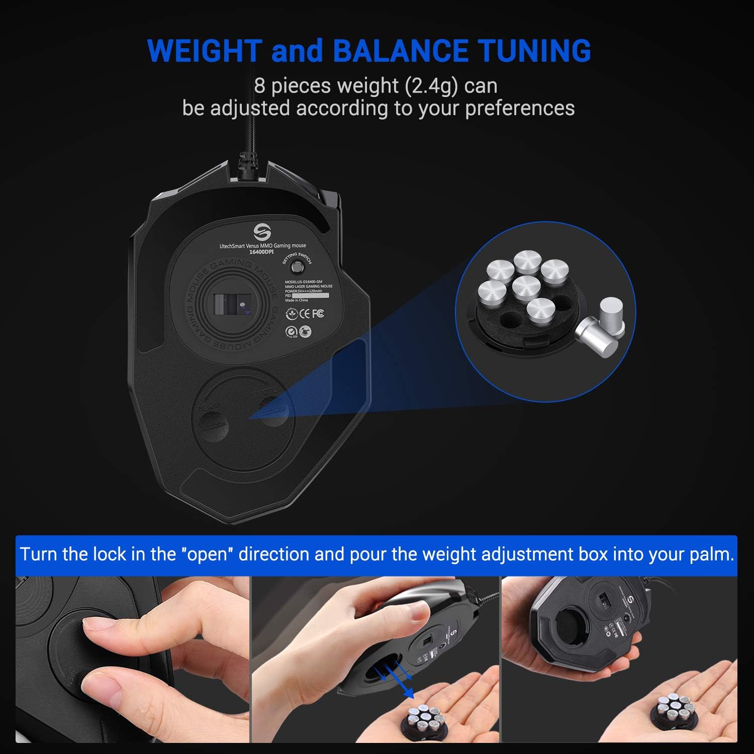 Mouse de gaming (Venus), Negro