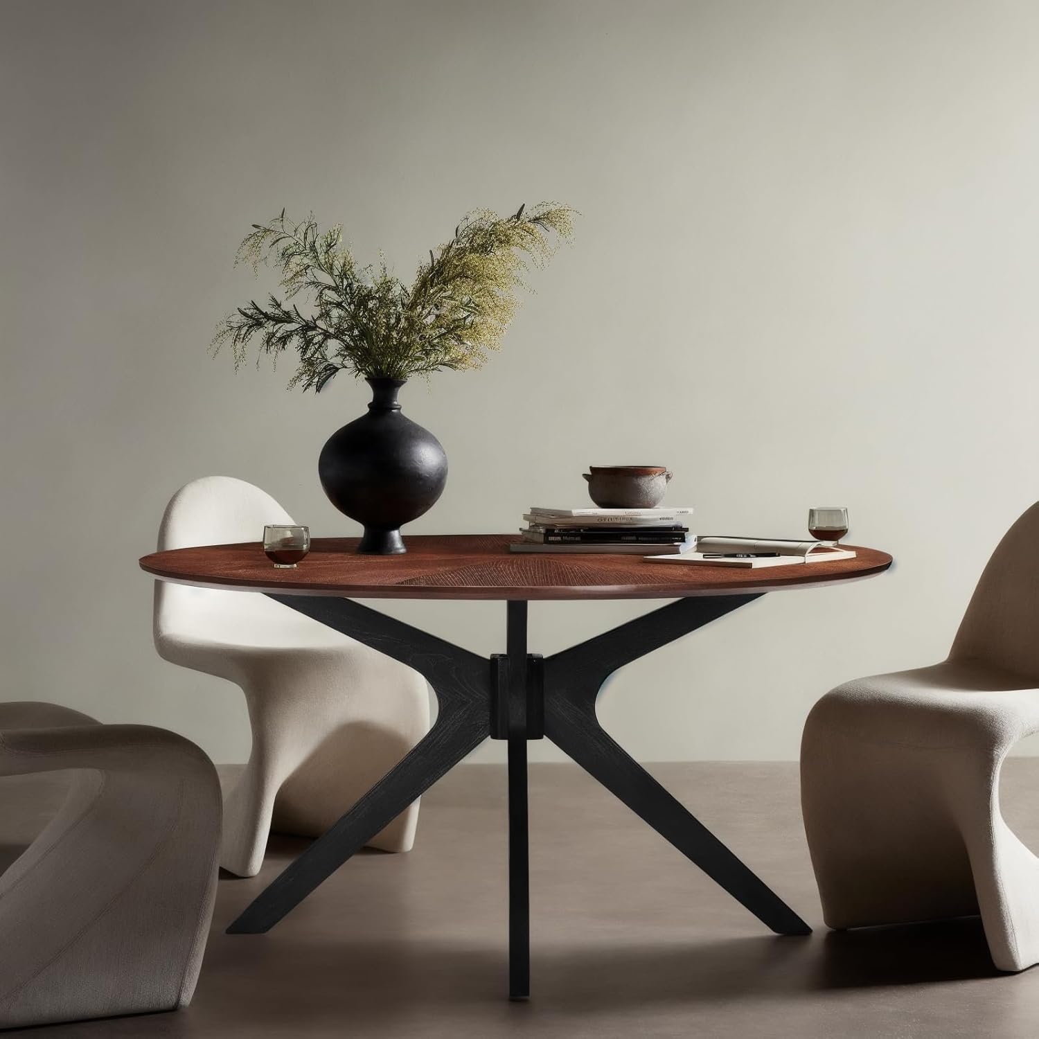 Soohow Mesa de comedor redonda de 47.2 pulgadas para 4-6 personas, mesa de...