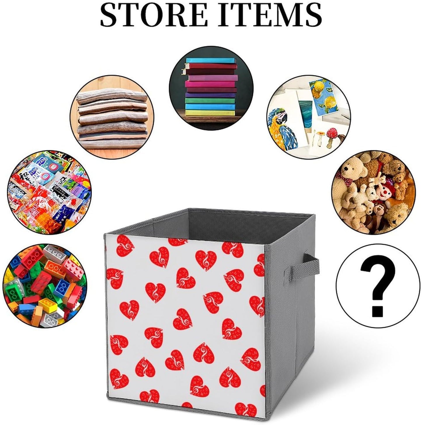 Music Heart Notes3 Storage Bins with Handles Cube Closet Organizers and Storage...