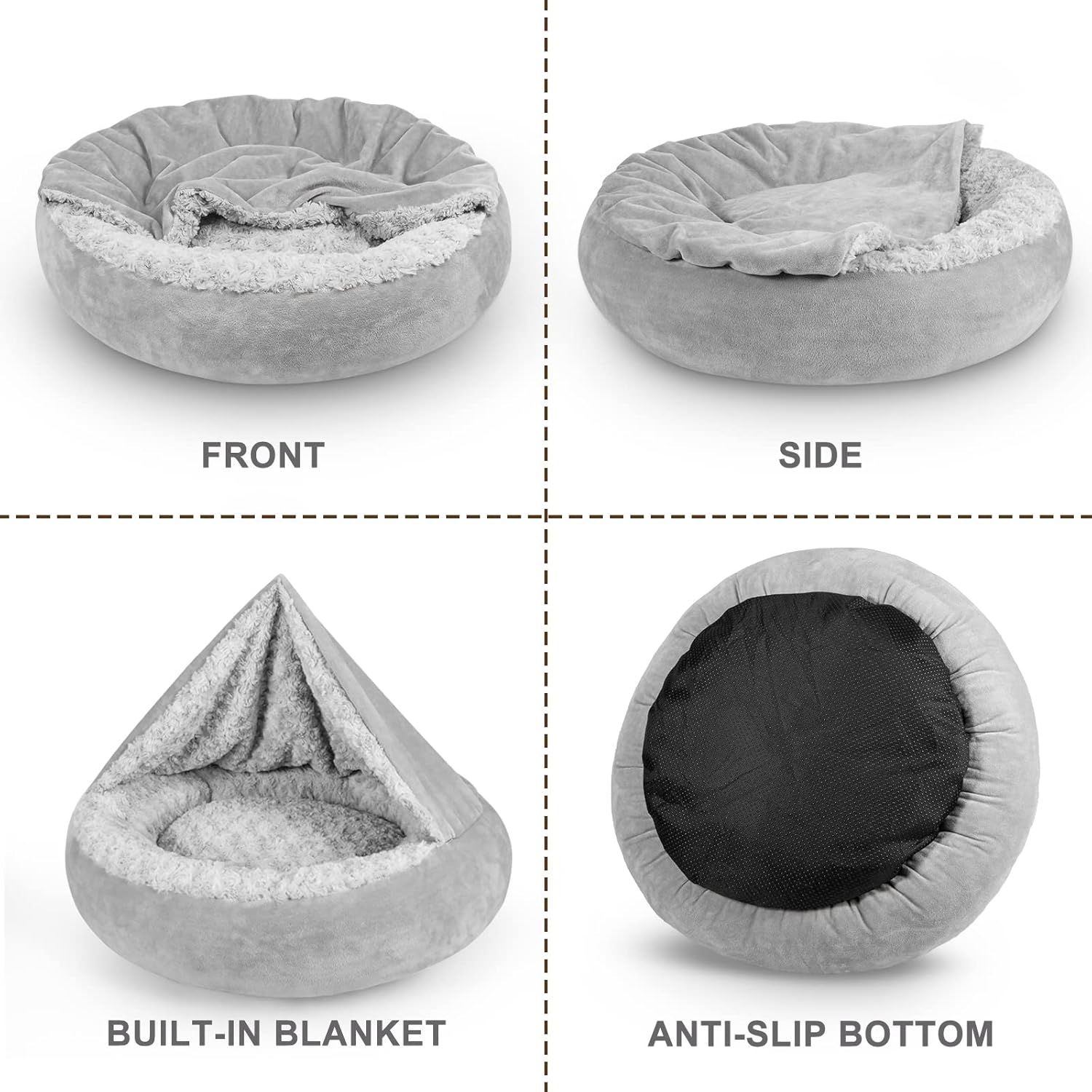 JOEJOY Cama pequeña para perros y gatos con manta con capucha, acogedora cama...