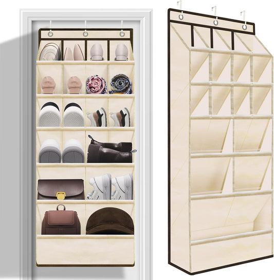 Organizador de zapatos para colocar sobre la puerta con bolsillo grande,