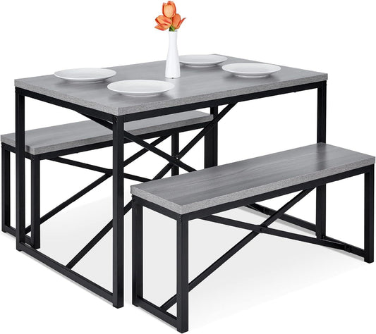 Juego de muebles de comedor de 3 piezas estilo banco de 45.5 pulgadas, comedor