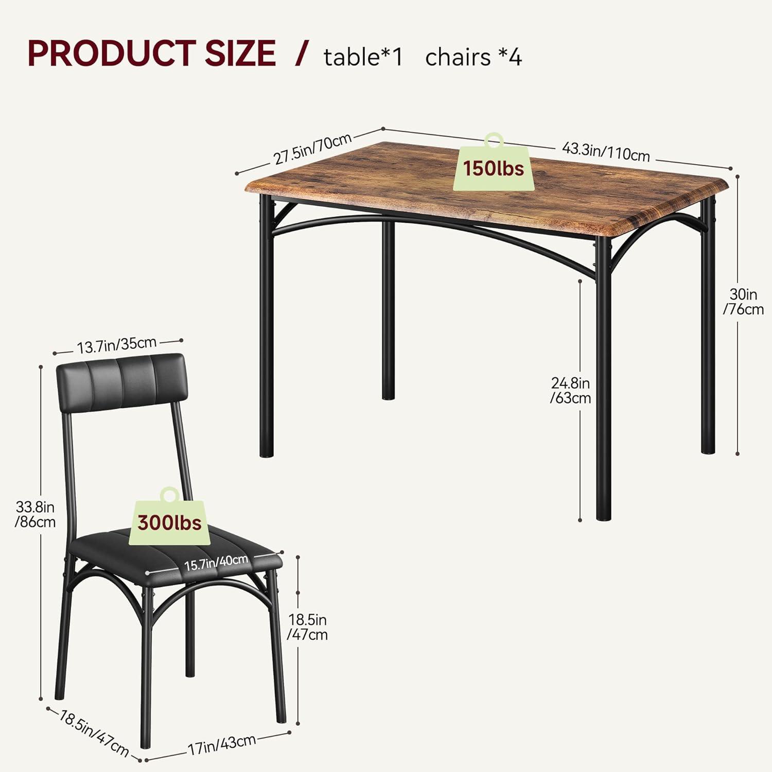 IDEALHOUSE Juego de mesa de comedor para 4, mesa de cocina y sillas para 4 con