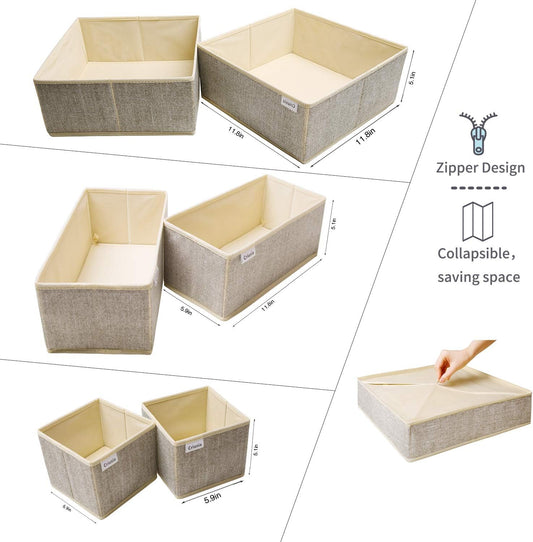 Criusia Organizador de cajones para ropa interior, juego de 6 organizadores