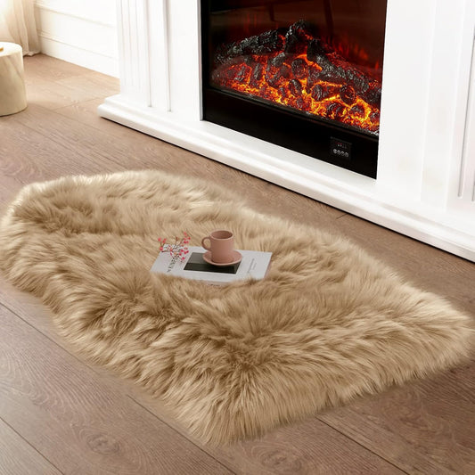 Ciicool - Alfombras suaves y esponjosas, de piel negra para dormitorio, sala de...