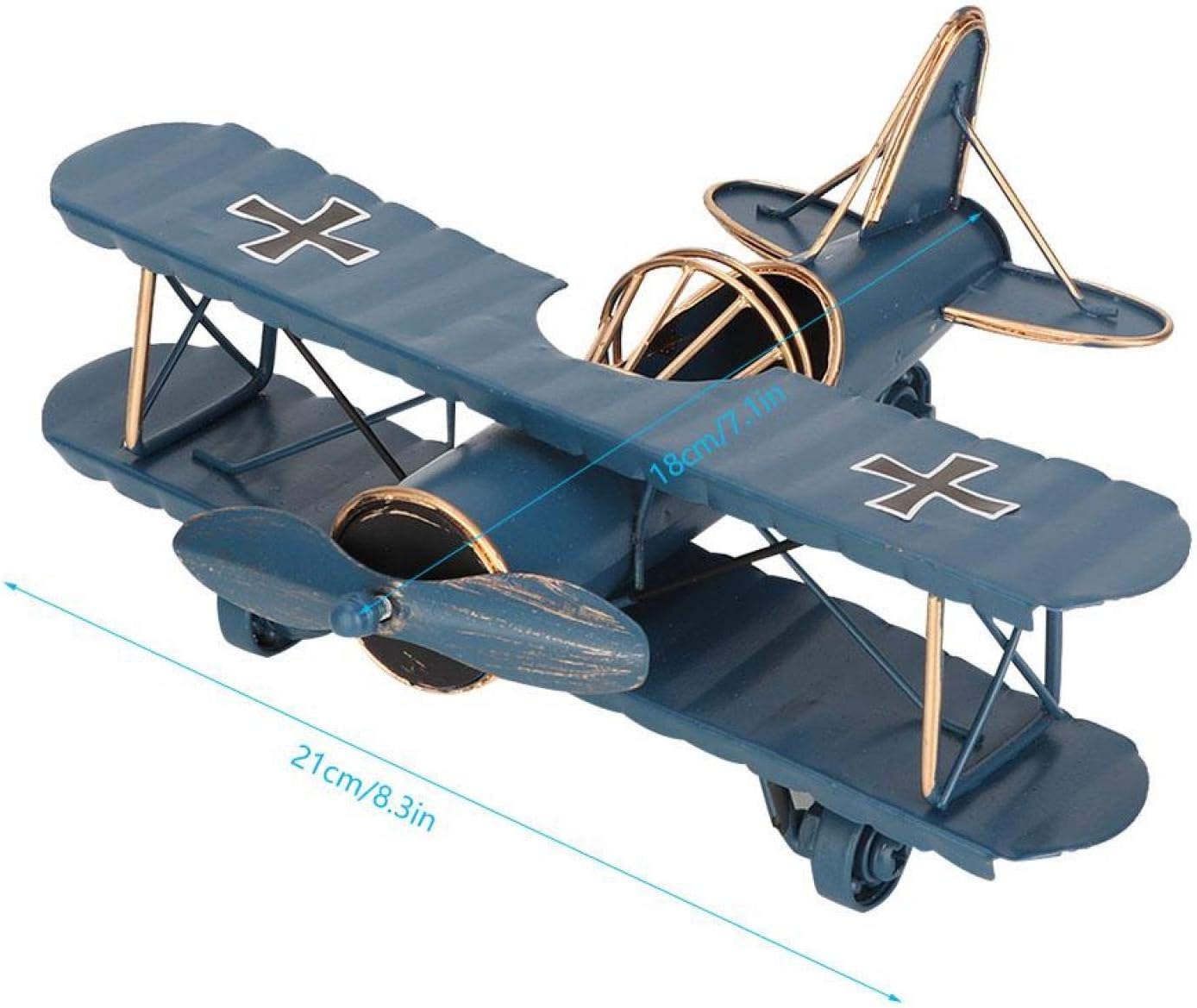 Tyenaza Decoración de avión vintage, modelo de biplano de avión de hierro de...
